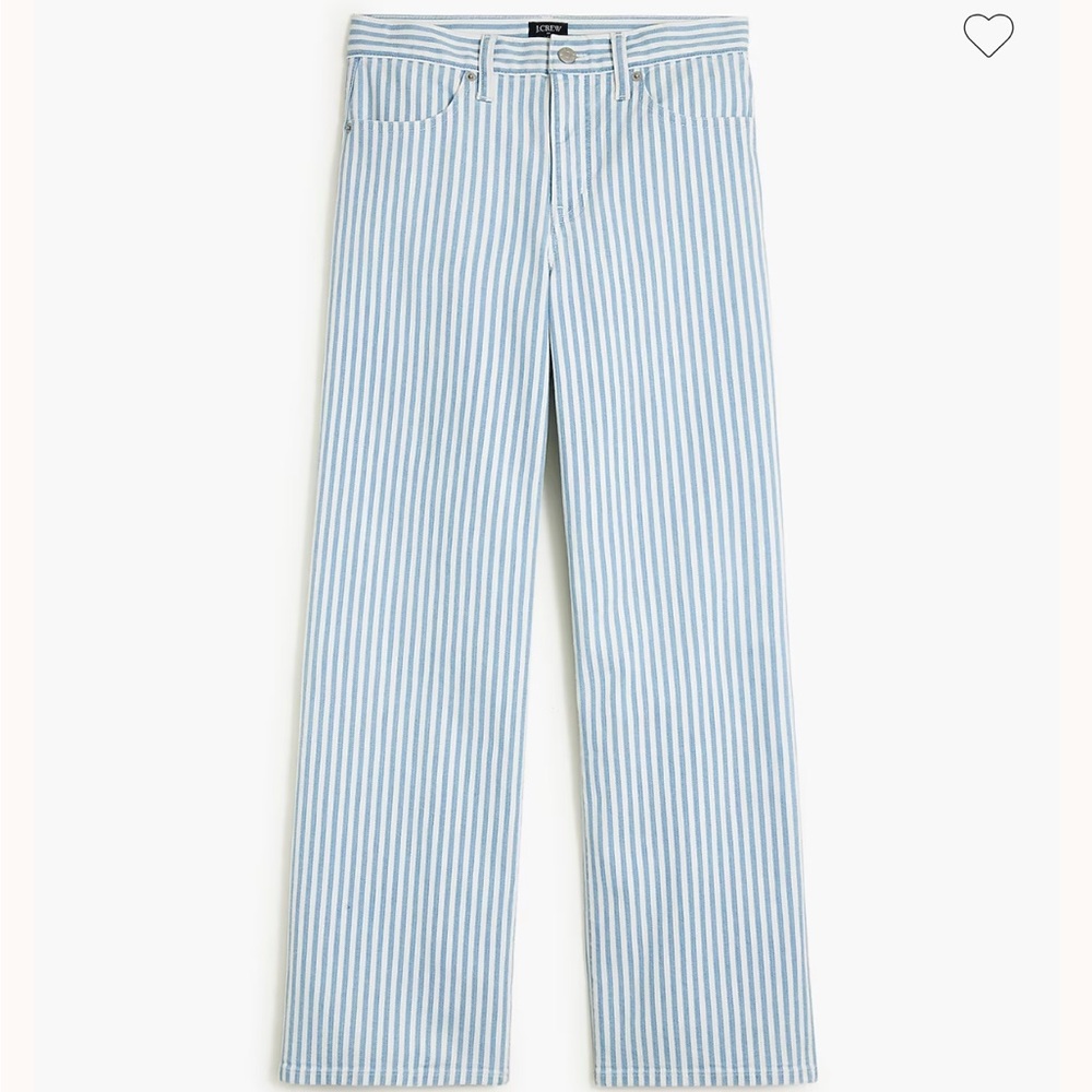 J. Crew Light Blue and White stripped Wide-Leg Crop Pants